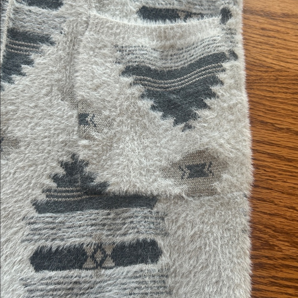 Simply Southern Gray and Patterned Duster Sweater Size Small - Picture 5 of 9